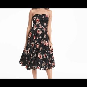 White House Black Market fit and flare dress.  Size 8, black and peach.